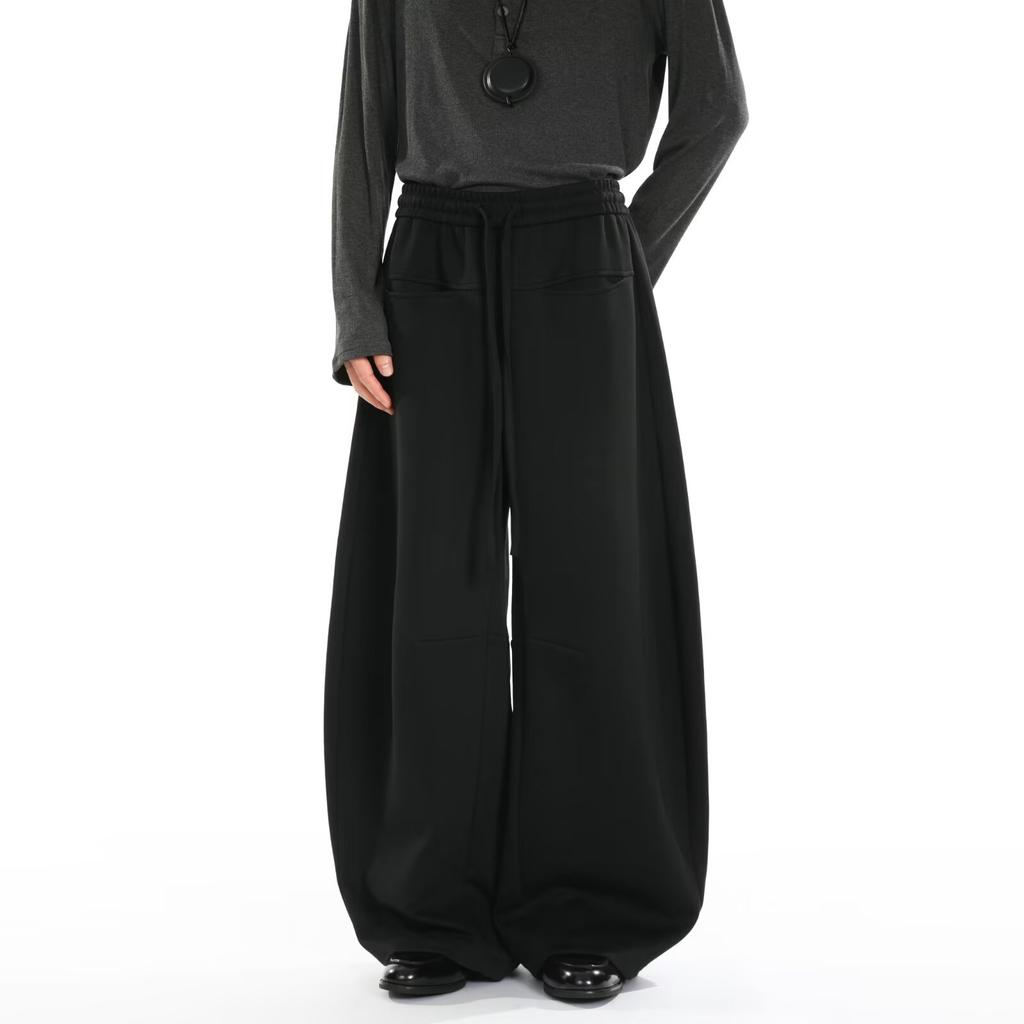 American retro high-end scimitar casual pants men's and women's autumn loose and lazy wide-leg straight drape sweatpants