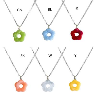 Simple Acrylic Flower Pendant Necklace Fashion Collar Necklaces Clavicle Chain Choker Necklace Neck Chain Jewelry
