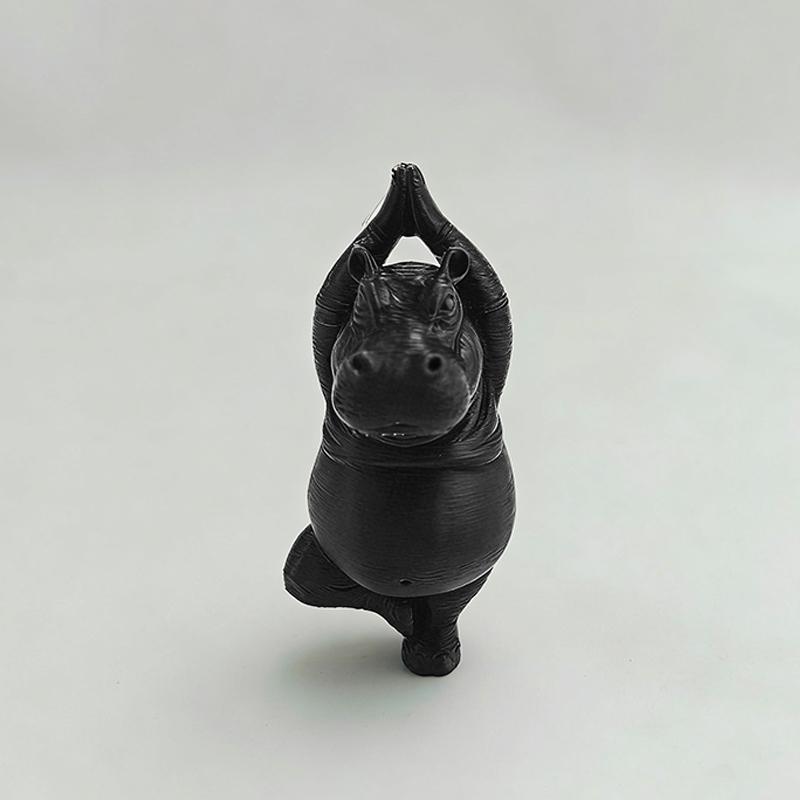 1Pcs Hippopotamus Figurine 3D Printing Yoga Hippopotamus Statue Multiple Styles Hippopotamus Decorative Ornament