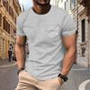 Men's Solid Color T-Shirt Men's Fashion Casual Pocket Round Neck T-Shirt