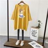 Women's Round Neck Short Sleeve Maternity Nursing T-Shirt Straight Mid Length Cartoon Print Plus Size Korean Casual Breastfeeding Top 2023 Summer
