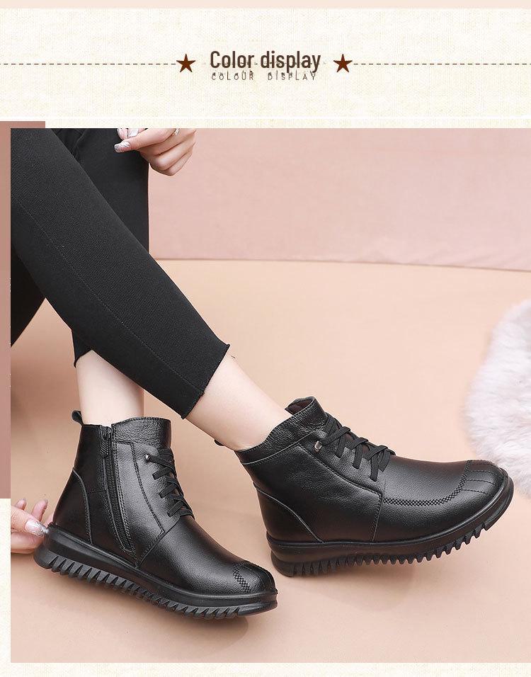 "New Autumn Genuine Leather Non-Slip Soft Cotton Shoes for Middle-Aged and Elderly Women"