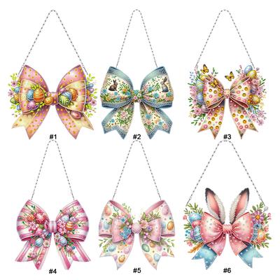 Easter Bow 2D Flat DIY Hanging Diamond Art Kits Special Shape Diamond Art Pendant Diamond Painting Set Wall Door Decoration