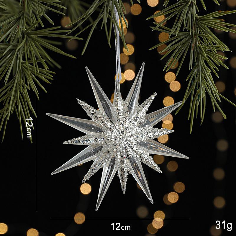 Weihnachts-Eiskristall-Anhänger Weihnachtsbaum-Anhänger Transparente Acryl-Engel-Licht Luxuriöse Szenen-Dekoration Requisiten Silvester 2025