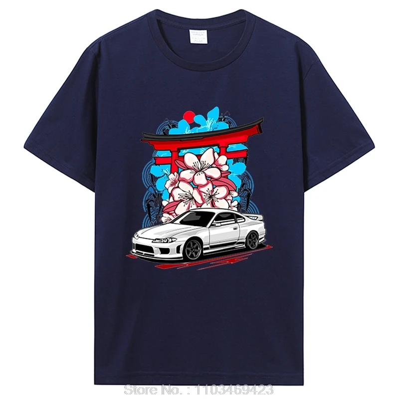 Silvia S15 White Car Graphic T Shirts Initial D Drift TShirt Cotton Short Sleeve Oversize T-shirt Clothing Oversized