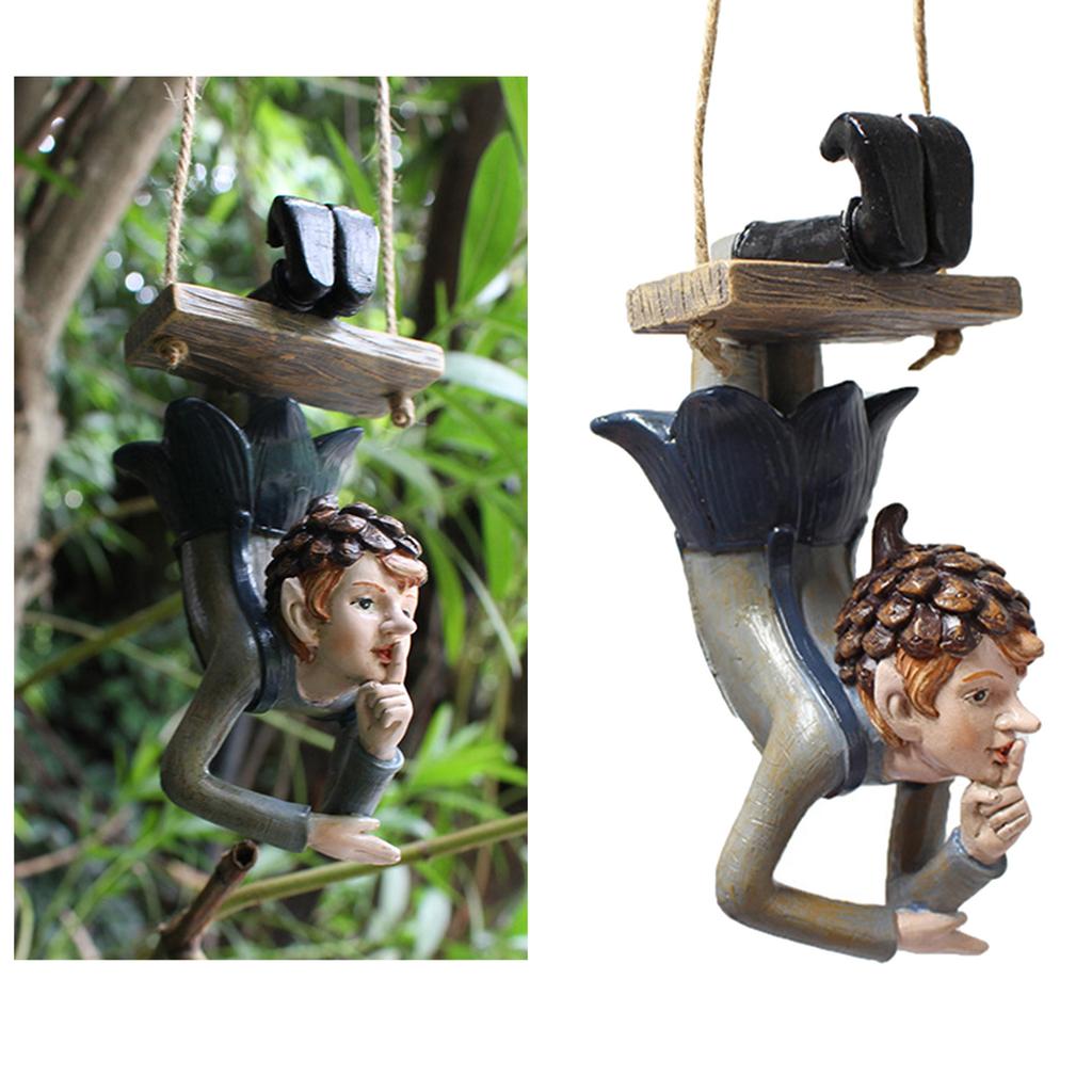 Cute Hanging Elf Ornaments Housewarmging Gift Art Garden Handstand Elves Statue Elf Figurine Garden Yard Fence Holiday