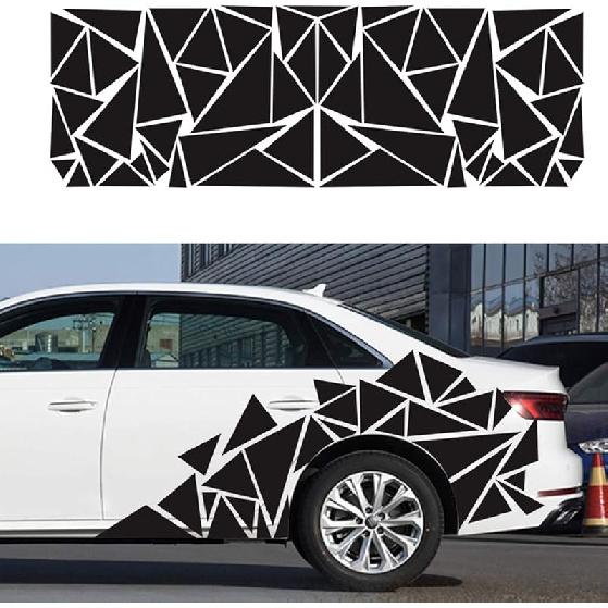 Unique Triangles Vinyl Car Side Stickers Long Stripe Big Car Decals Door Sticker Vinyl Sports Racing Decals Decorative Car Body Decoration