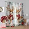 2pcs,2D Plane Printing Popular Curtain Panels Reindeer Twins Polyester Fabric (without Rod) Decorations Outdoor Ldeal for Living