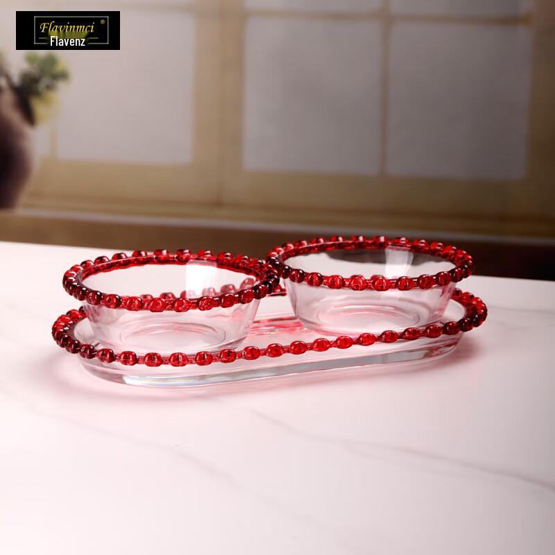 Flavinmci Festive Red Crystal Glass Serving Set
