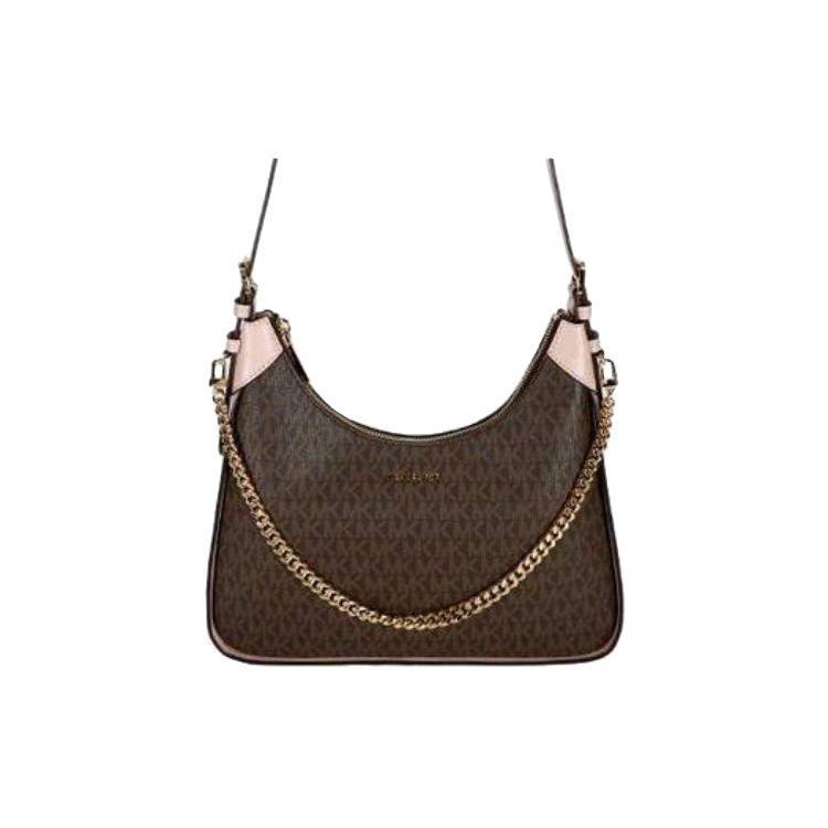 

Michael Kors Wilma 24 Zipper Closure Classic Logo Leather Handheld Crossbody Shoulder Bag Small Women handbags Brown Pink 30R3G3WM2B-BRNSFTPINK Basic Set (Bag+Dust Bag)