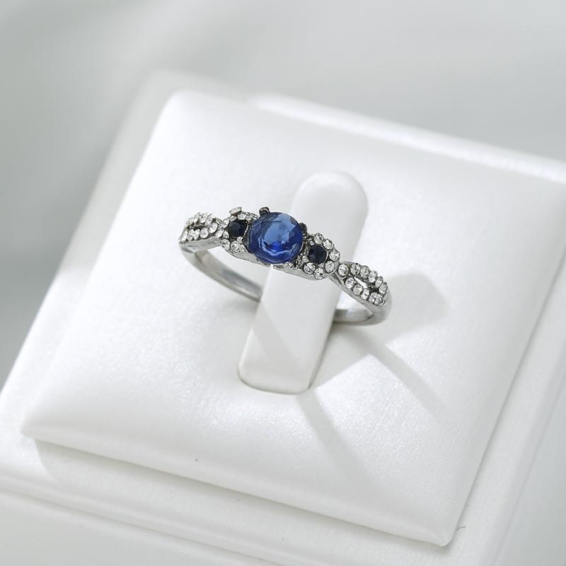 6-10 Size Fashionable Sparkling Blue Color Zircon Inlaid Women's Ring, Daily Wear for Women, Holiday Accessory Gift