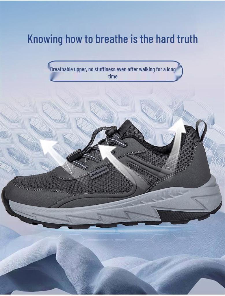 Men's Lightweight Shock-Absorbing Non-Slip Casual Shoes for Elderly, Soft Sole, Ideal for Spring and Autumn Walking.