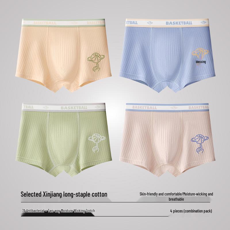 Boys' Breathable Cotton Boxer Briefs with Antibacterial Crotch, Sizes 15-18 Years