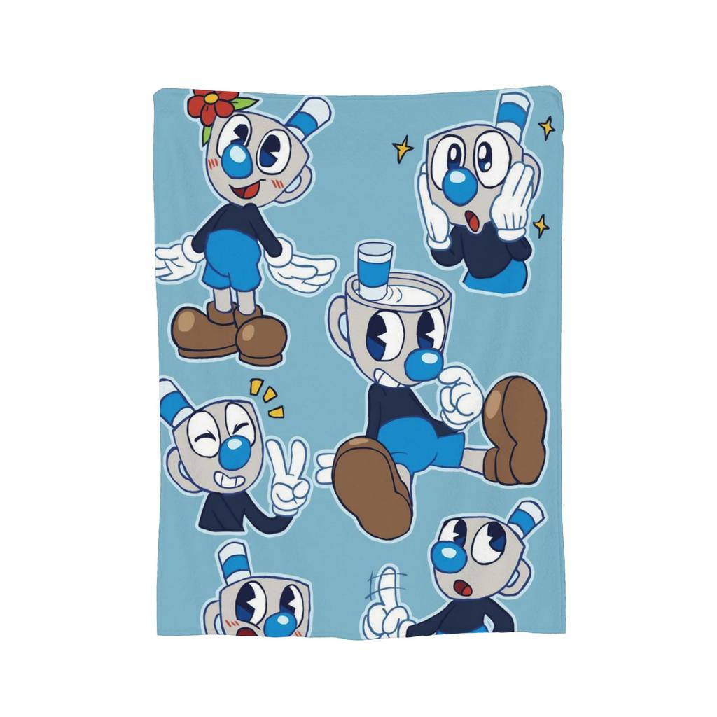 Cartoon Cuphead and Mugman Game Blanket Flannel Decoration   Multifunction Throw Blankets for Bedding Travel Bedspread