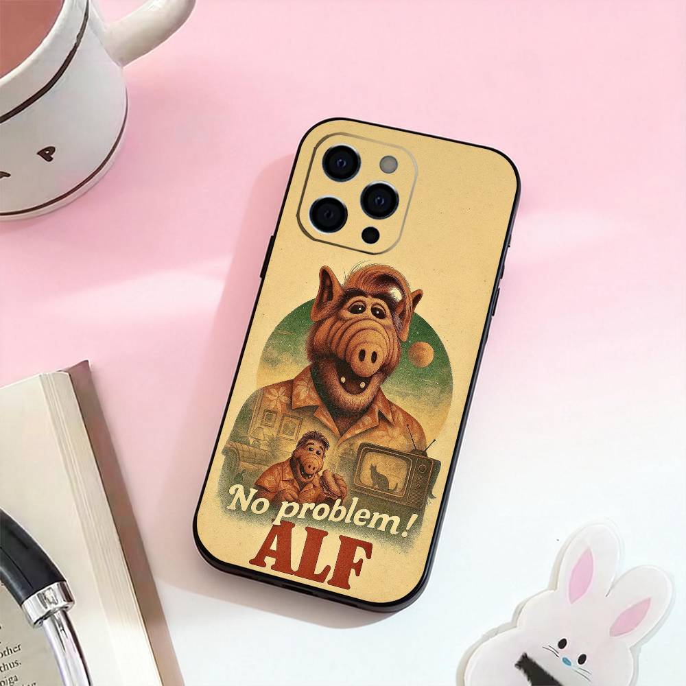 

TV A-ALF Phone Case For iPhone 17,16,15,14,13,12,11 Plus,Pro Max,Soft Silicone Black Cover iPhone12PROMAX