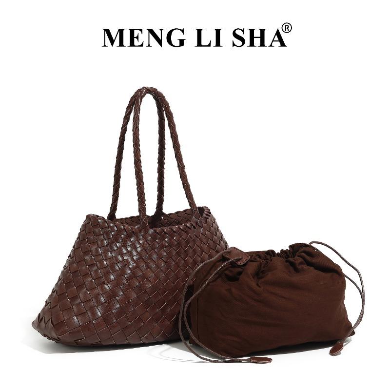 Hand-woven mother and child tote bag, high-end sense, large-capacity commuting, portable vegetable basket, women's bag.