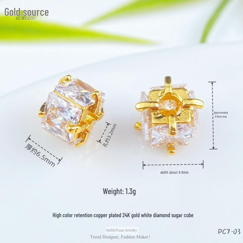 24K Gold Zircon Large Hole Spacer Beads - High Retention Copper Plated Barrel Flower Crown for DIY Bracelets
