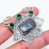 Natural Ruby Fuchsite, Diopside 925 Sterling Silver Jewelry Pendant 1.58" ZS-657