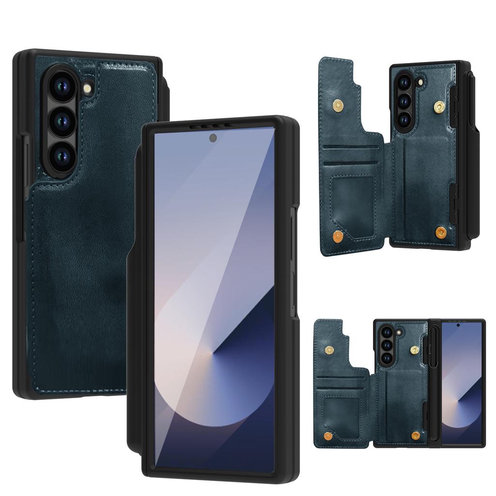 For Samsung Galaxy Z Fold6 5G Case Full Protection PU+PC Phone Cover with Front Film Card Holder