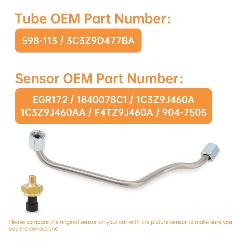 Exhaust Back Pressure Tube Sensor  Fit for 3C3Z9D477BA 598-113 1840078C1,With Wire Kit Fit And1 Pair of Gloves