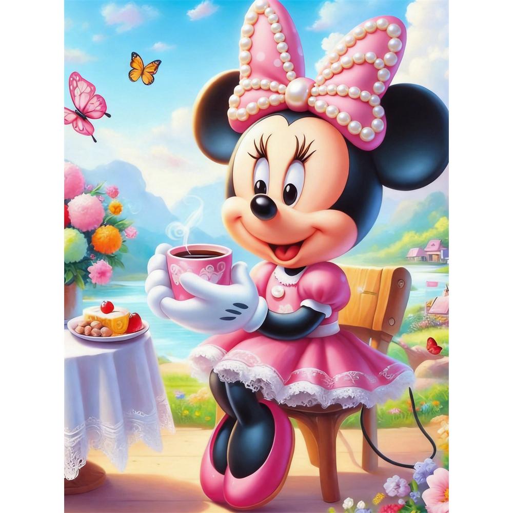 

Disney Pearl Painting Set: Minnies Spring Afternoon Tea Time Sparkling Painting Crafts Home Wall Decoration Handmade Gift 35x45cm