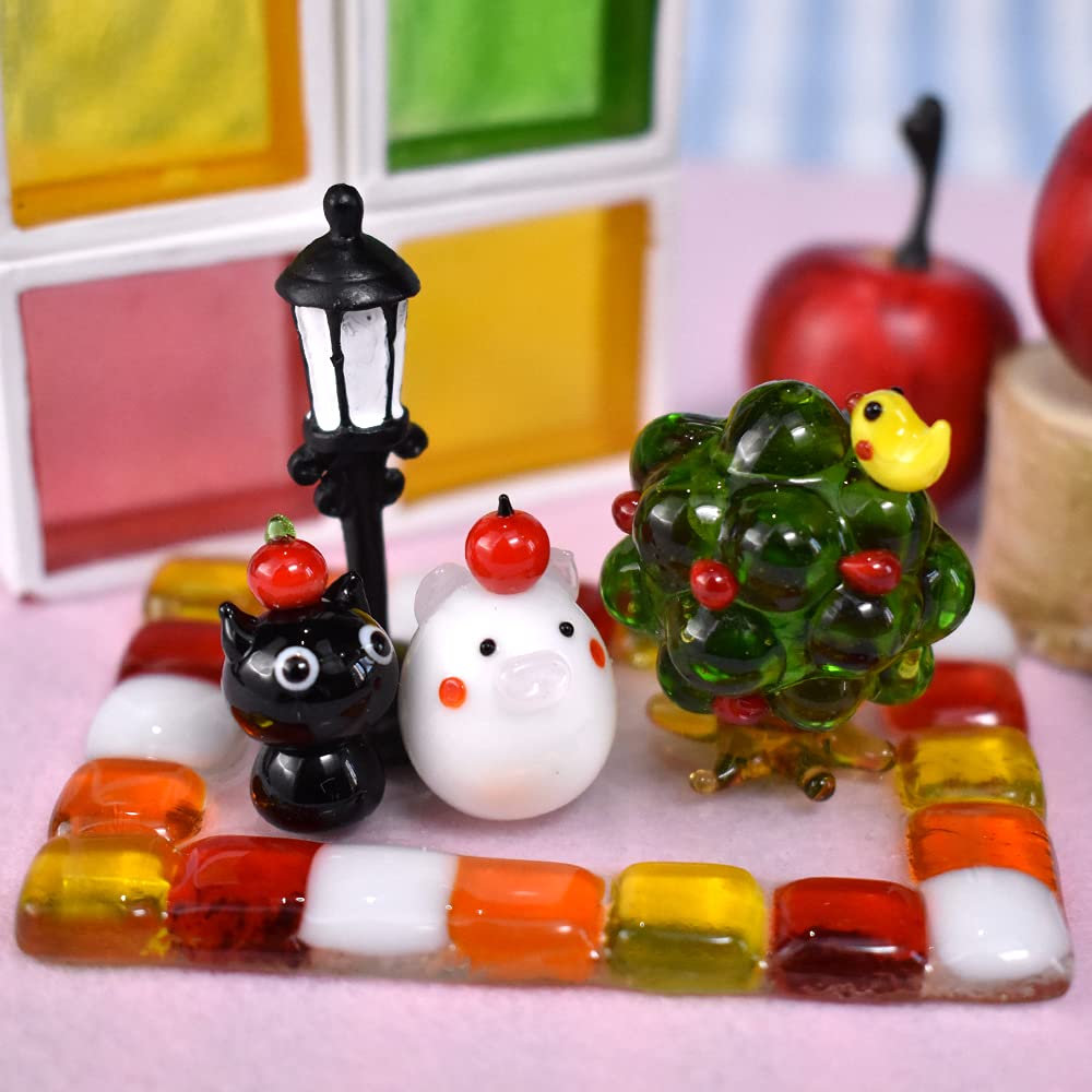 Fourcart Cute Handmade Glass Crafts NEW [Mosaic Tray, Square Mini, Red] X 6-Piece Set