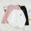 Women Cartoon Embroidery Shirts Tops Autumn Long Sleeve Harajuku Pullover Casual Loose Student Funny Blouses