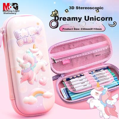 M&G Stationery Unicorn Elementary School Pencil Case, EVA Pencil Box, Birthday Gift for Girls, High-Quality Kindergarten Pencil Case with 3D Patter