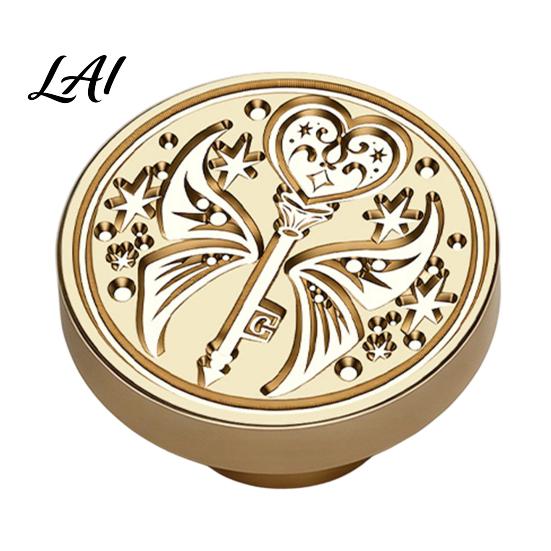 Gift Wrapping Wax Stamp Brass Seal Head Vintage Key Pattern Embossed Sealing Decorative Head for Envelope Journal Packaging Invitation Crafting