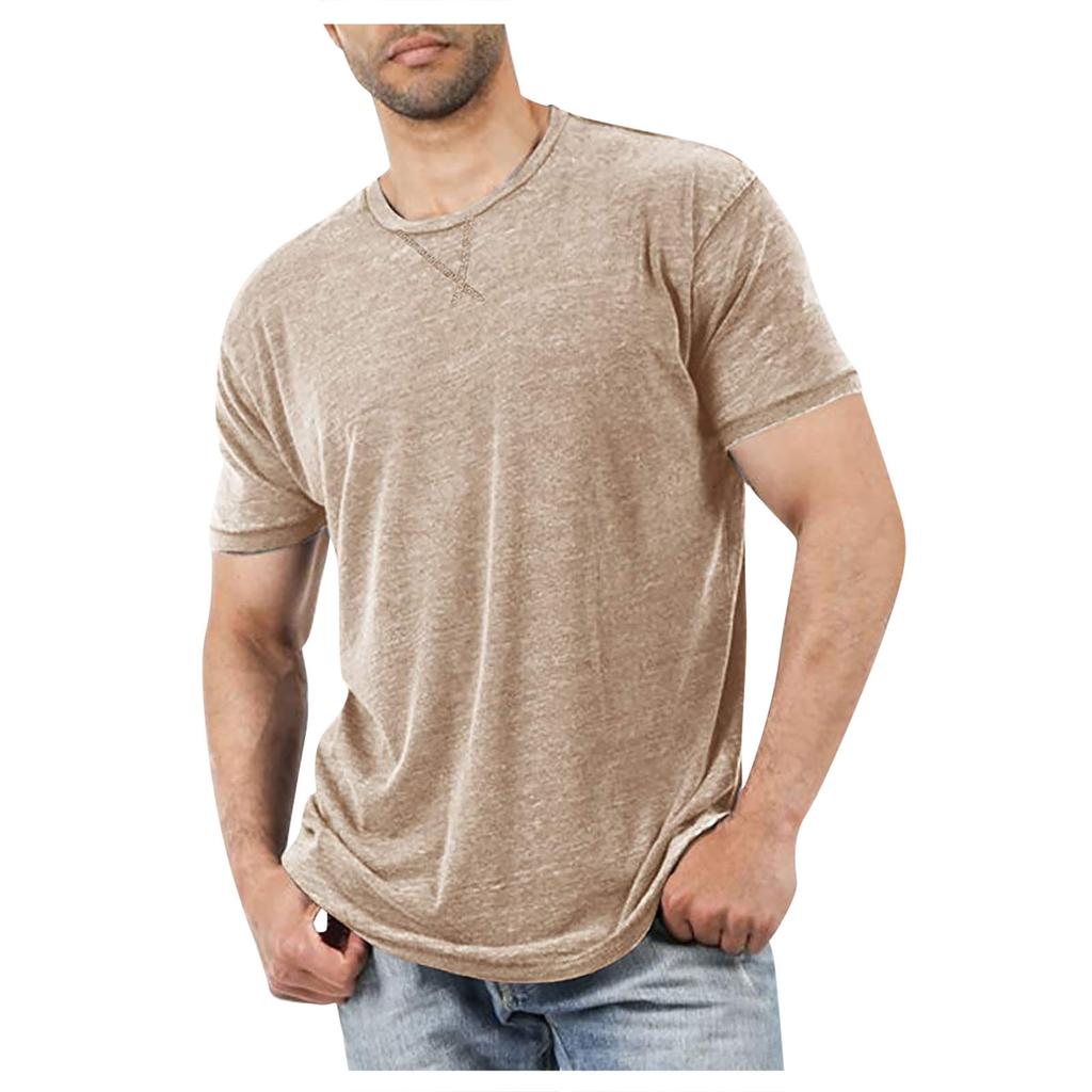 Men's Short Sleeve T-Shirts Casual Blouse Round Neck Tee Shirt Summer Soft Tops