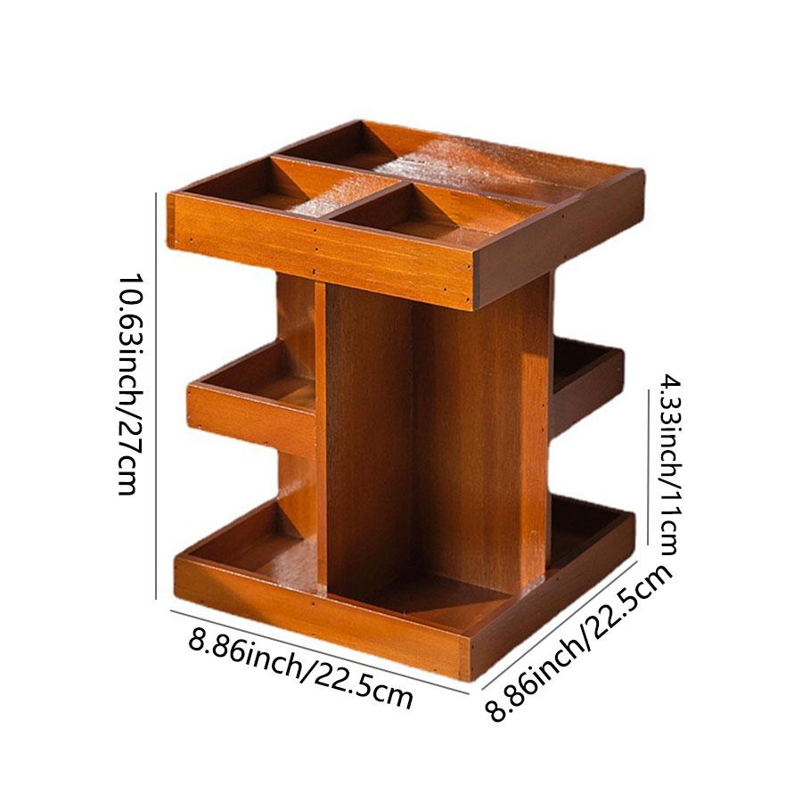 1Pcs Rotating Cosmetics Storage Rack Wooden Retro Desktop Rotating Rack Multi-Layer Cosmetics Storage Box Multi-Functional Storage Rack Wooden 9 бронзовый 3240₽