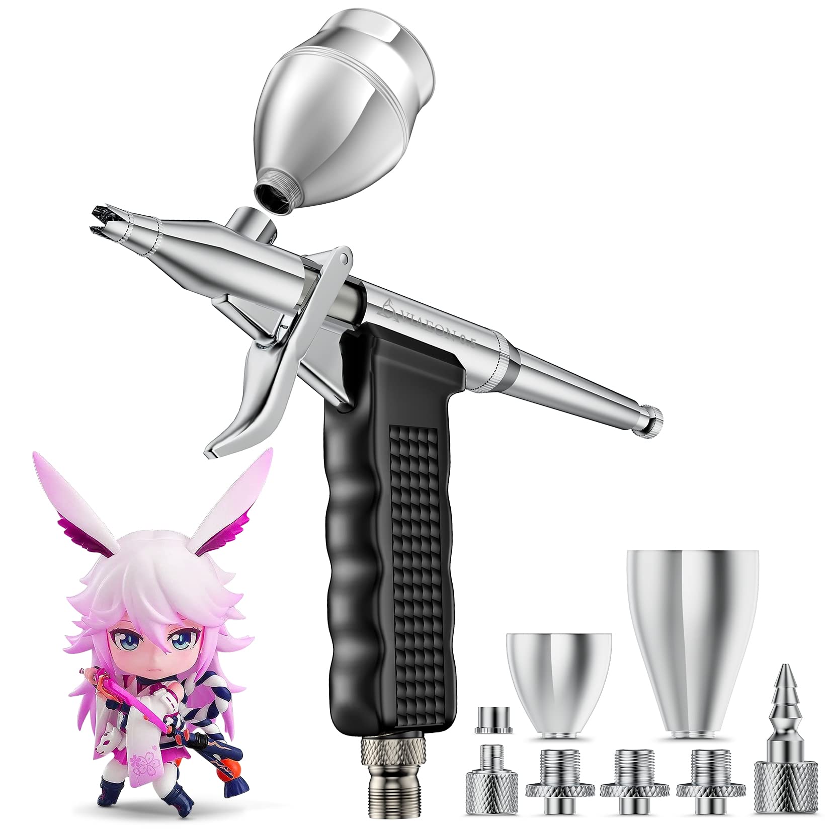 

Аерограф VIAEON Trigger, 0,5 мм, пістолет з окремим бачком, для фарбування моделей автомобілів та нанесення ґрунтовки