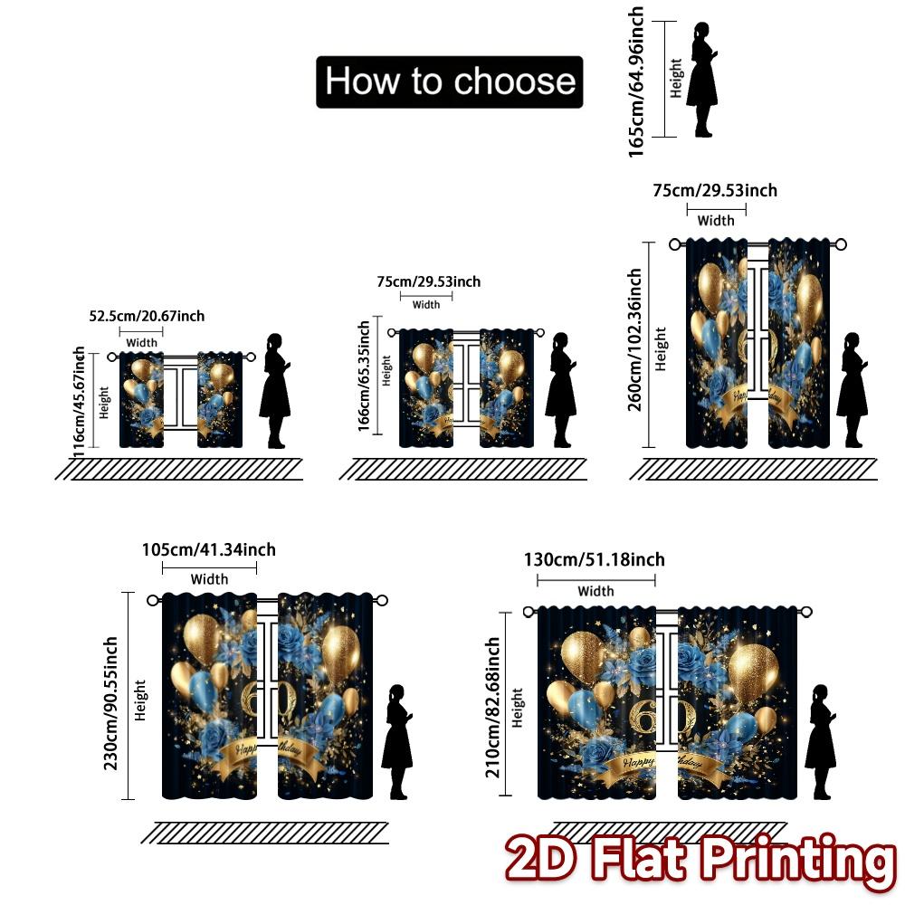 Set Of 2 Flat Printing Curtains Without Rod Popular Fabric Room Decor Use Bedroom Curtain Polyester Perfect For