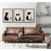 3Pcs Vintage Japanese Cat Wall Art Cute Funny Japanese Black Cat Canvas Paintings Japanese Matsumoto Hoji Prints Neutral Wall Decor Cat Pictures