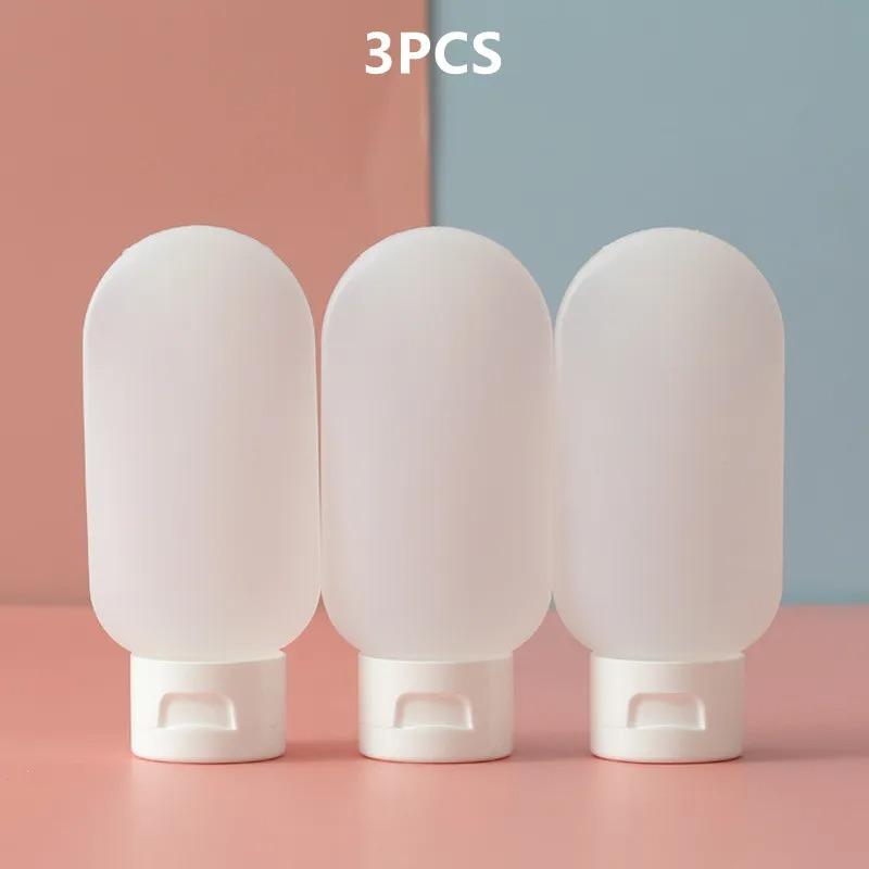 3/4Pcs/Set Travel Botttle Set 60ml Refillable Bottle Soft Silicone Lotion Shampoo Container Squeeze Tube Empty Bottle Wholesale