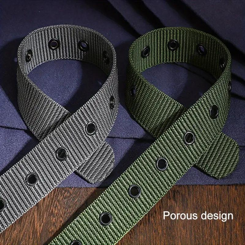 Men's Belt Porous Canvas Pin Buckle Leather Belt Outdoor Sports Belt Women's Trendy Eyelet Belt With Jeans Belt For Men Women