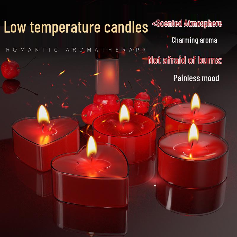 Rose-Scented Long-Lasting Romantic Candles for Low-Temperature Aromatherapy and Sensual Foreplay