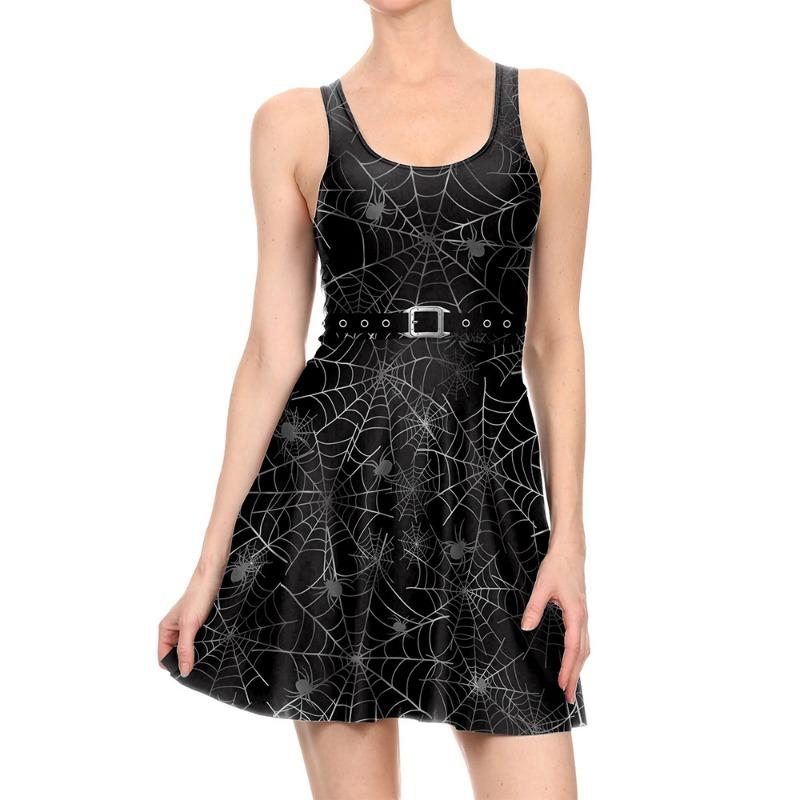 

Новое женское платье на Хэллоуин, паутина, темный ветер, летняя мода, без рукавов, платье-жилет для женщин XL