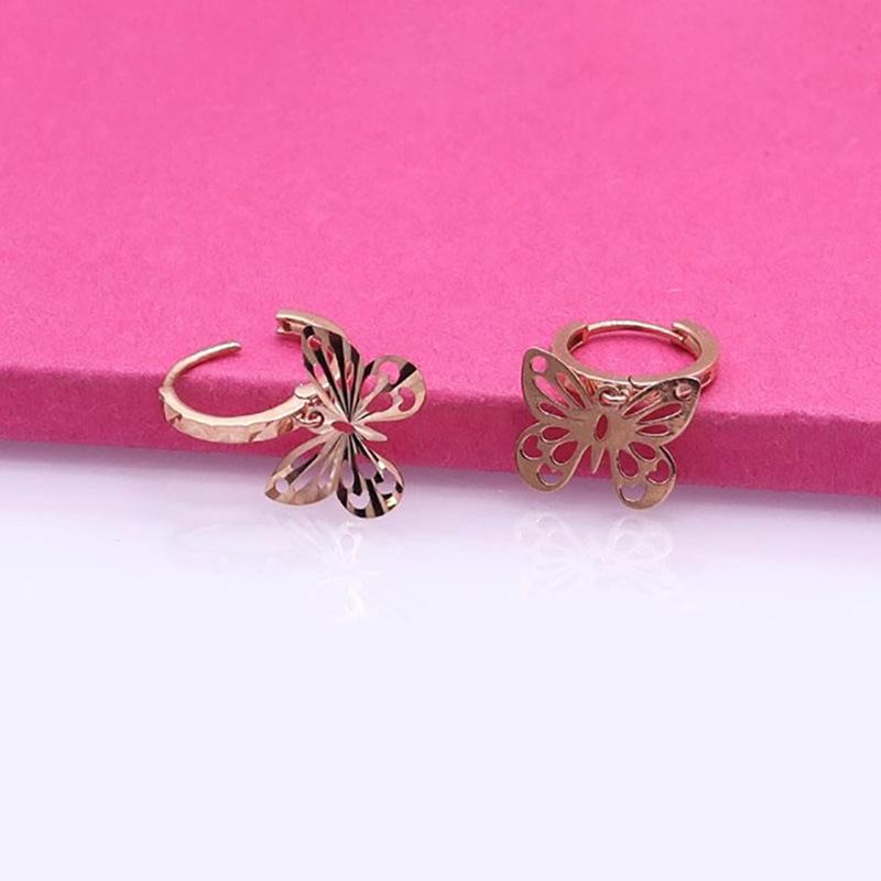 Exquisite Russian Purple Gold Smart And Shiny Butterfly Ear Buckle Plated Rose Gold Cute Hollow Earrings Temperament Jewelry