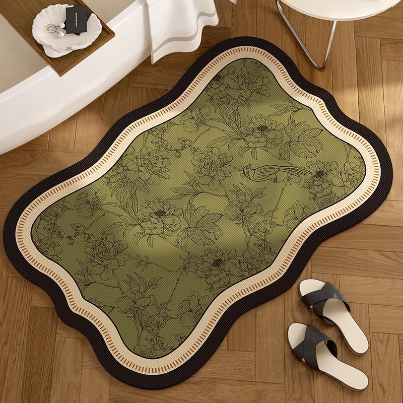 American Retro Diatomaceous Earth Bathroom Floor Mat - Absorbent, Non-Slip, Stain & Wear Resistant, Easy Care for Toilet Entrance