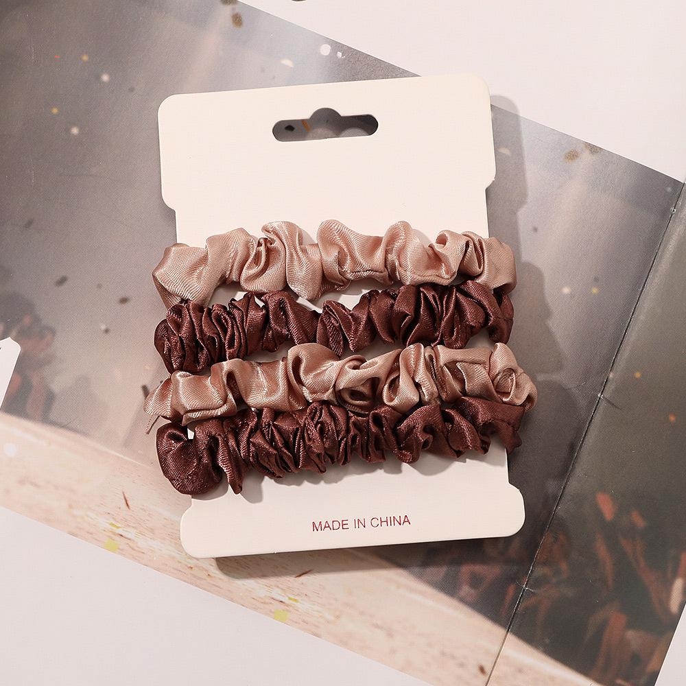 Cross-border Satin Hair Tie & Headband Set - Pig Intestine Style, Simple Ponytail, Leather Bun Tie