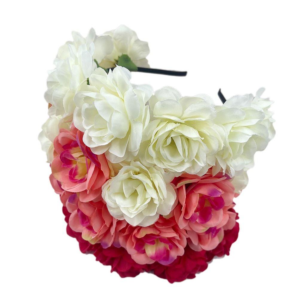 Wedding Festivals Floral Crown Hairband Bohemian Headwear Rose Flower Headpiece  for Women Girls