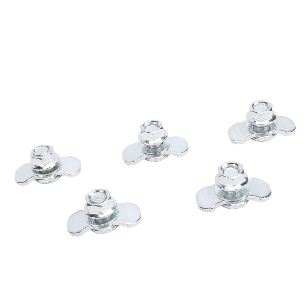 5pcs L Track Double Lug Threaded Stud Nut Fitting M10x20mm for Truck Bed Trailer Cargo Control Pickup RV ATV Silver