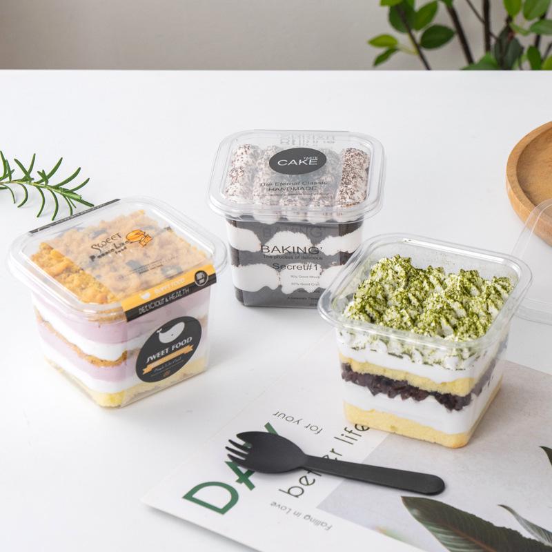 Square Mousse Soy Milk Cake Box: Wooden Cup Packaging for Tiramisu and Dessert Baking