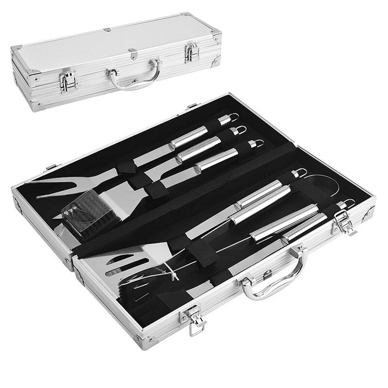 5-Piece Outdoor BBQ Grilling Tool Set with Aluminum Case