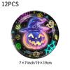 Party Halloween Tableware Set Luminous Plate Cups Napkins Tablecloth Celebration