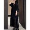 Plus Size French Patchwork Round Neck Summer Dress - Women's Versatile Solid Color Skirt