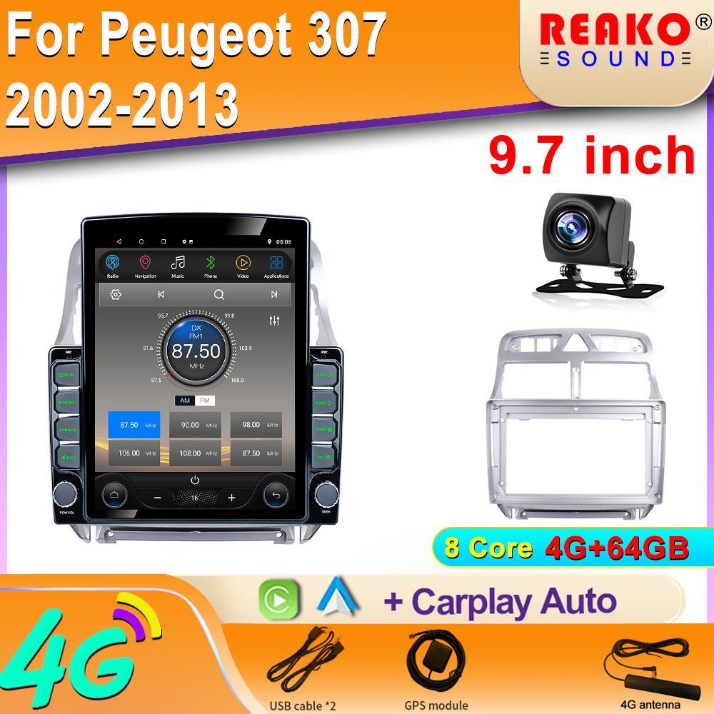 9.7" Tesla Screen Style Android 12 Car Radio For Peugeot 307 2001-2008 Navigation GPS Multimedia Video Player Carplay Head Unit