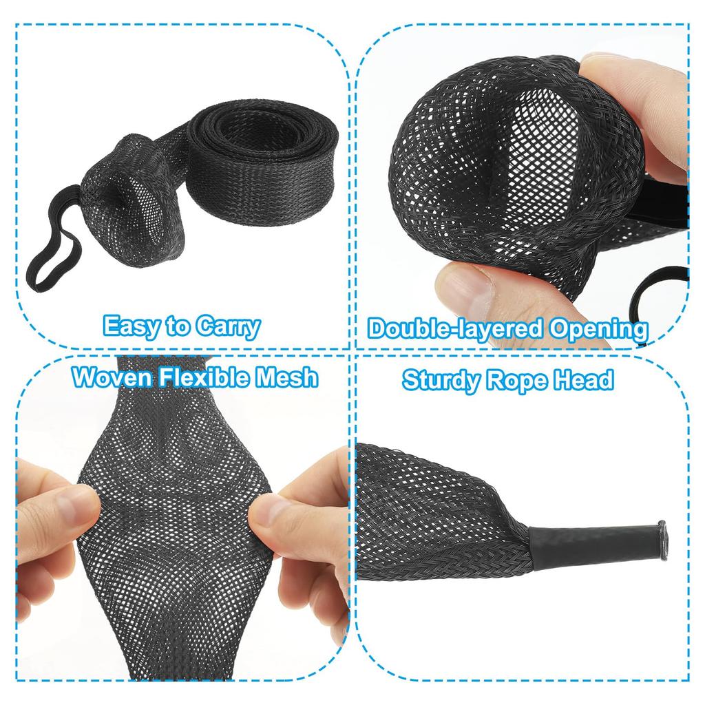 PATIKIL 67" Rod Socks, 2-Piece Fishing Rod Sleeve Covers, Braided Pole Protector Gloves for Spinning, Fly, Ice, and Casting Rods, Black