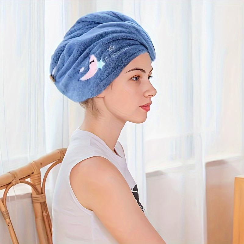 1pc Women'S Super Absorbent Quick-Dry Hair Towel Cap with Cute Cartoon Embroidery Design - Lightweight, Fabric Coral Fleece Perfect for Bathing